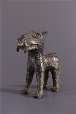 Arte africana - Benin bini edo bronze leopardo miniatura