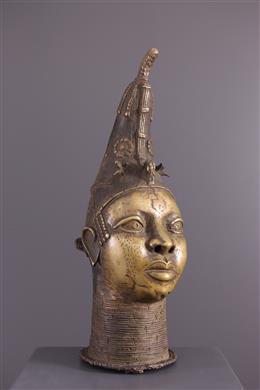 Arte africana - Cabeça comemorativa de Benin em bronze
