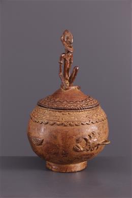 Arte africana - Caixa de bronze Dogon com tampa